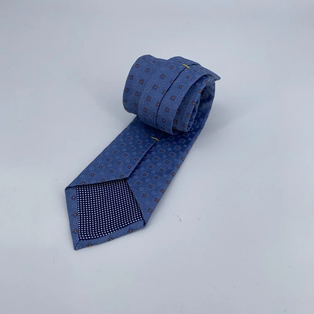 Eton Tie Mens One Size Blue Brown Patterned Silk Professional Necktie Italy Made